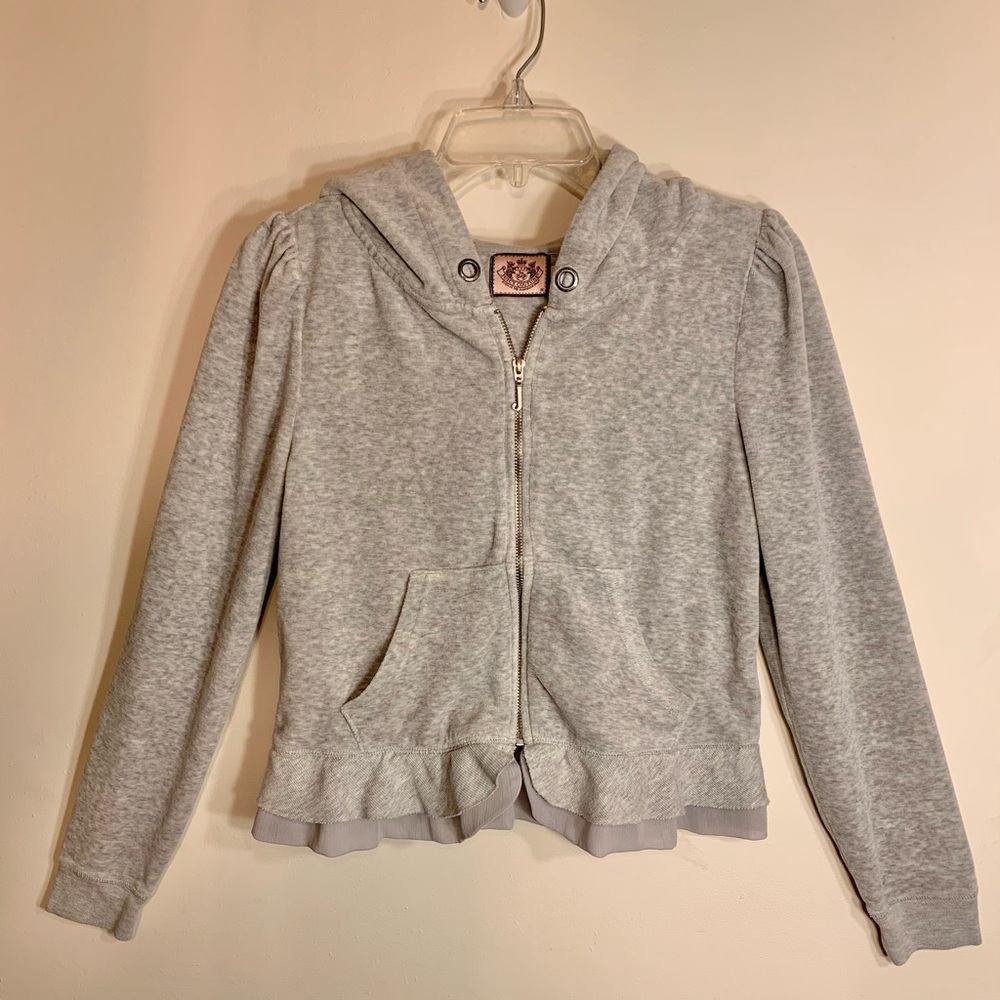 Girls Juicy Couture zippered hood gray jacket - Picture 2 of 8